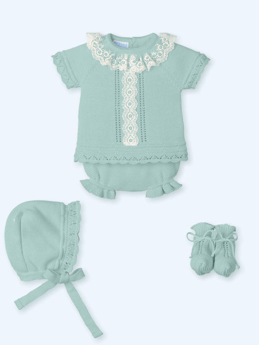 Traje 4 piezas corto con guipur bordado MIAMI TUL 0025 - MAC ILUSIÓN