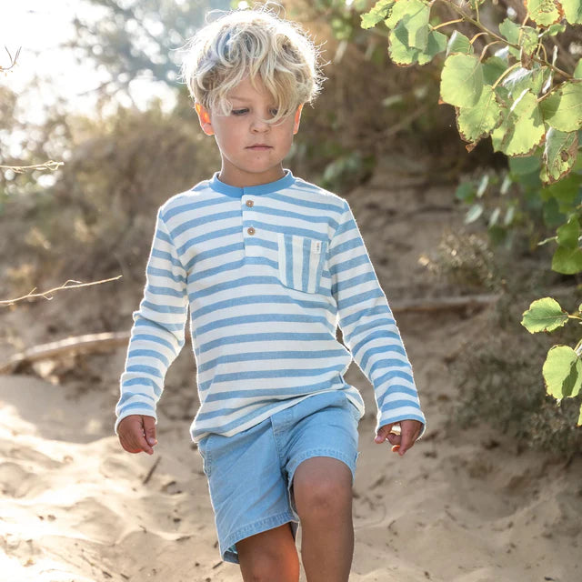 Camiseta manga larga Steel Blue Stripe — Little Dutch