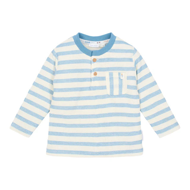 Camiseta manga larga Steel Blue Stripe — Little Dutch