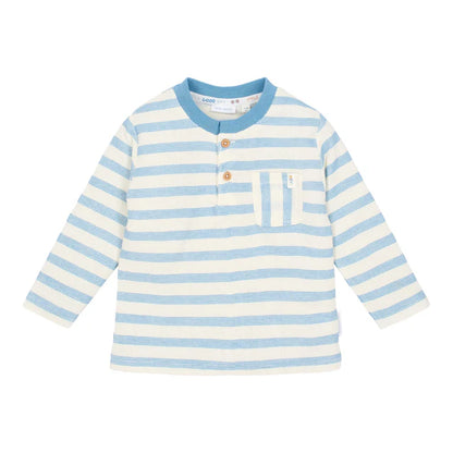 Camiseta manga larga Steel Blue Stripe — Little Dutch