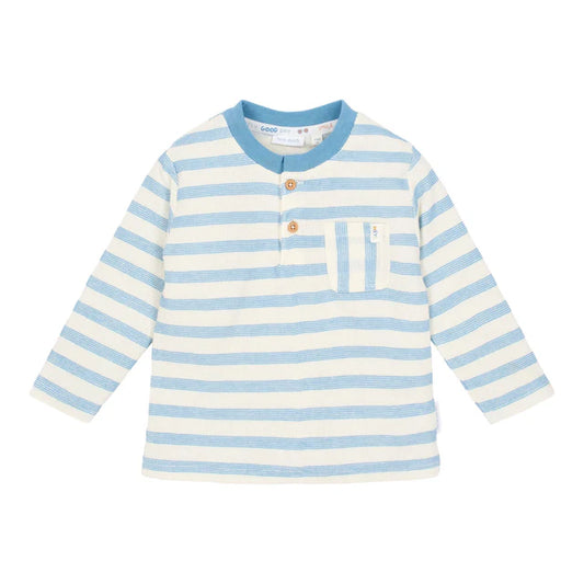 Camiseta manga larga Steel Blue Stripe — Little Dutch