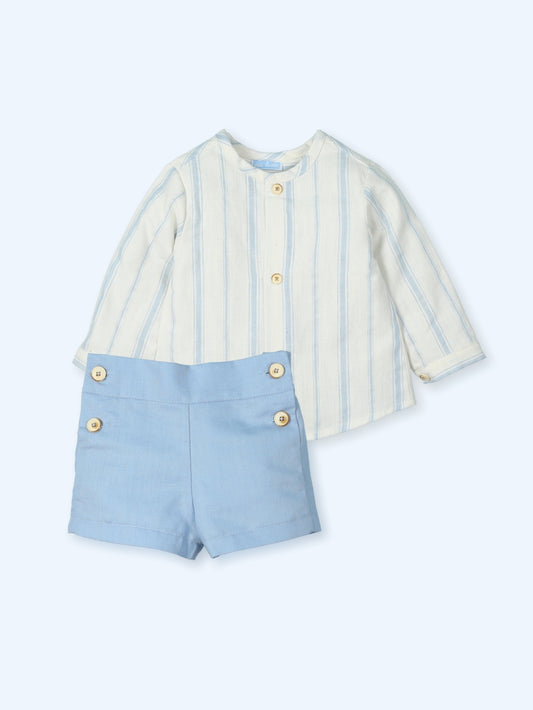 Camisa M/L y pantalón CHAMBRAY corto 4 botones TIGI 0139- MAC ILUSIÓN