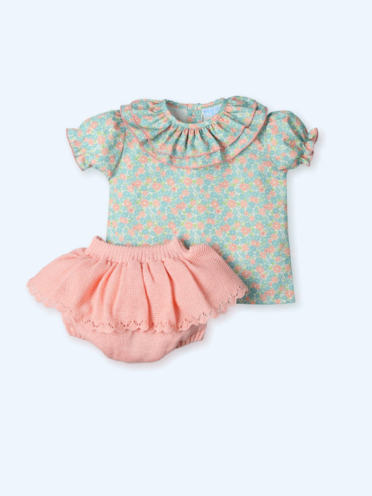 Blusita Liberty y culootte faldita punto PAPAYA 0147 - MAC ILUSIÓN