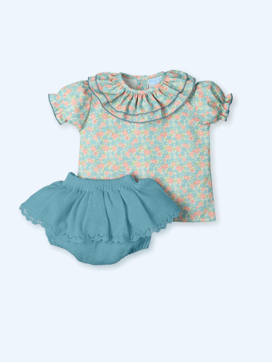 Blusita Liberty y culootte faldita punto PAPAYA 0147 - MAC ILUSIÓN