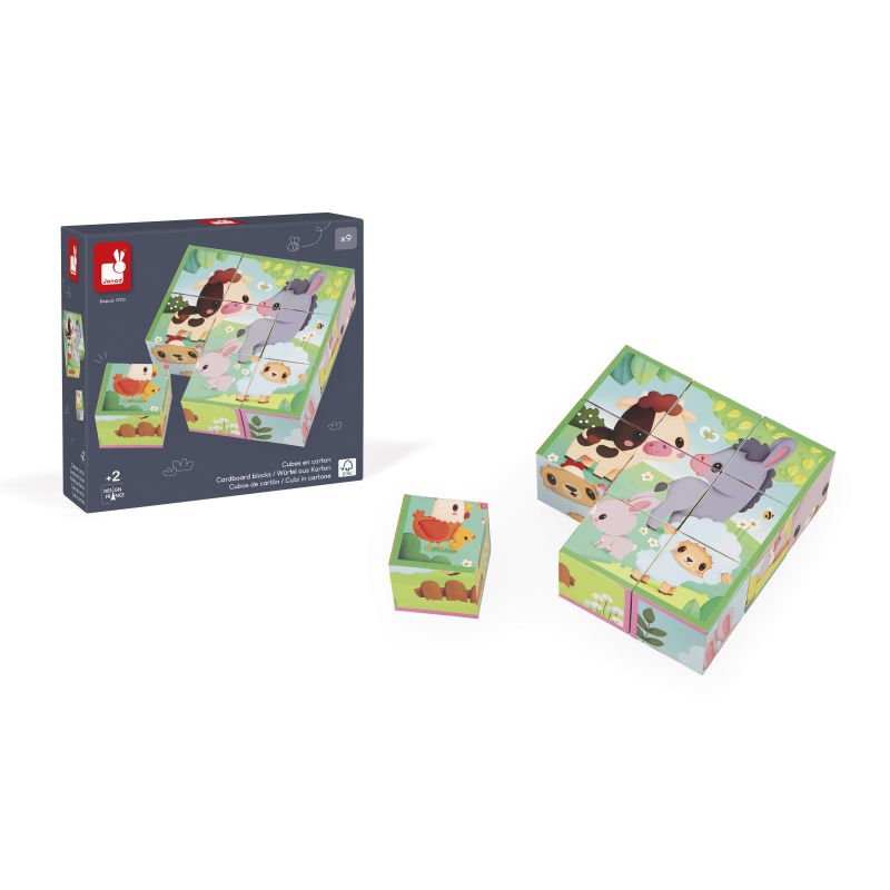 GRANJA - 9 CUBOS DE CARTÓN ANIMALES DE LA GRANJA – Janod