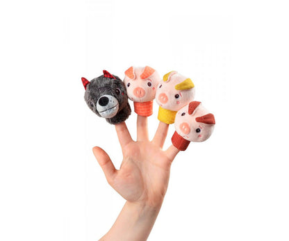Marionetas de Dedo El Lobo y los tres cerditos - Lilliputiens