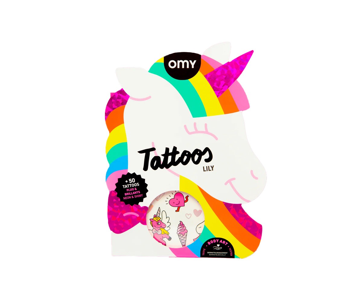 Tatuajes OMY Unicornio Lily Neón Omy