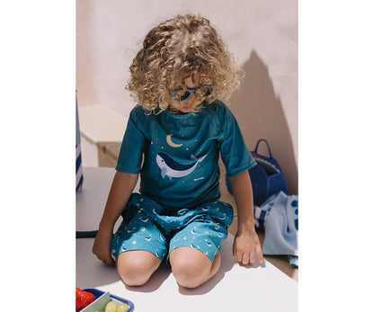 Camiseta Protección Solar Whale Teal — Monnëka
