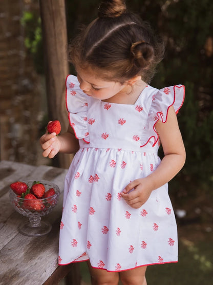 Vestido Reef corales tirantes con espalda descubierta y lazada de rayas - Eve Children