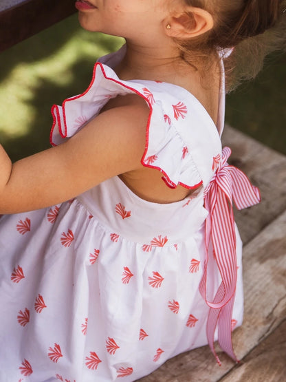 Vestido Reef corales tirantes con espalda descubierta y lazada de rayas - Eve Children