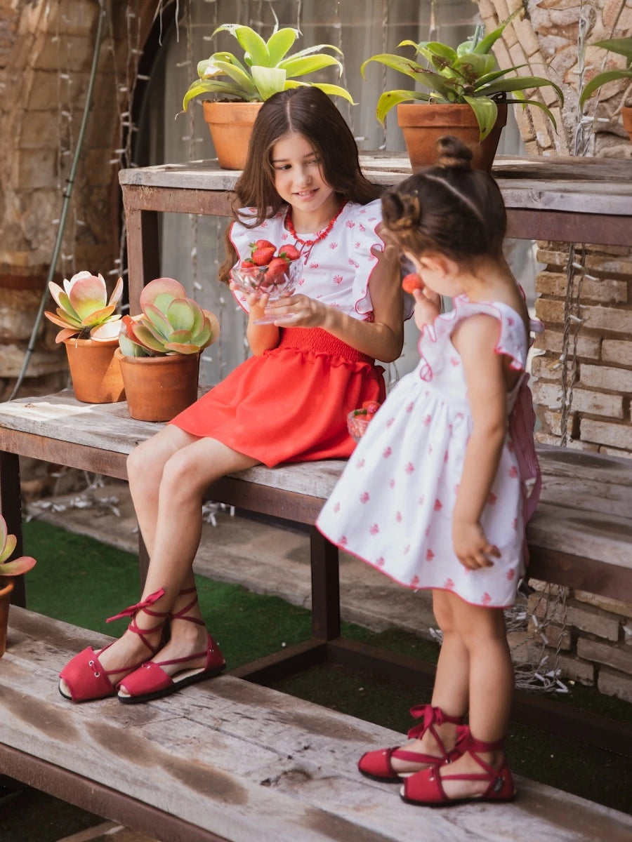 Vestido Reef corales tirantes con espalda descubierta y lazada de rayas - Eve Children