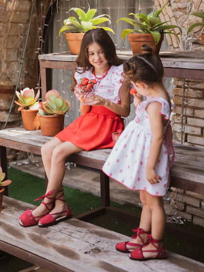 Vestido Reef corales tirantes con espalda descubierta y lazada de rayas - Eve Children