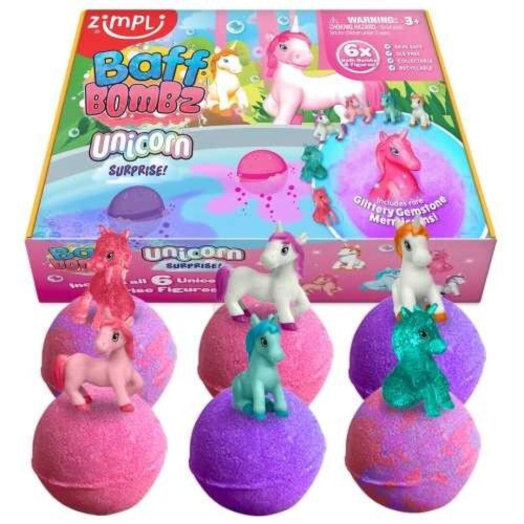 PACK 6 BOMBAS DE BAÑO SURPRISE UNICORNIOS - Zimpli Kids