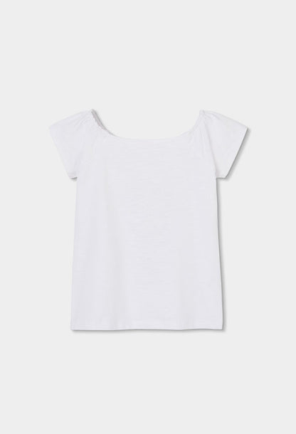 Camiseta punto flamé de niña
