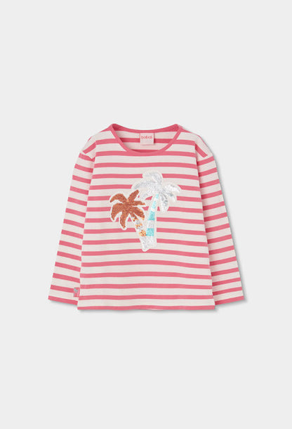 Camiseta punto listada de niña