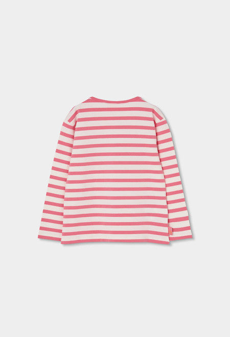 Camiseta punto listada de niña