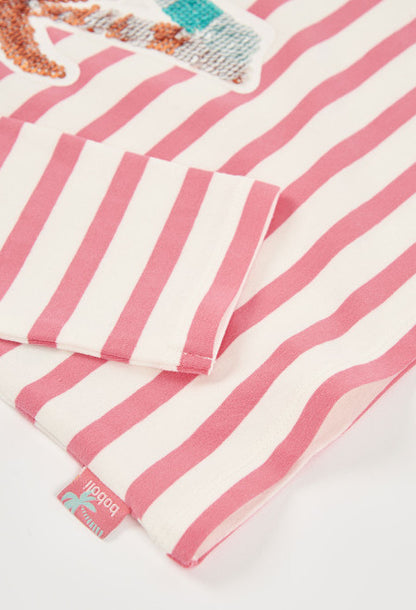 Camiseta punto listada de niña