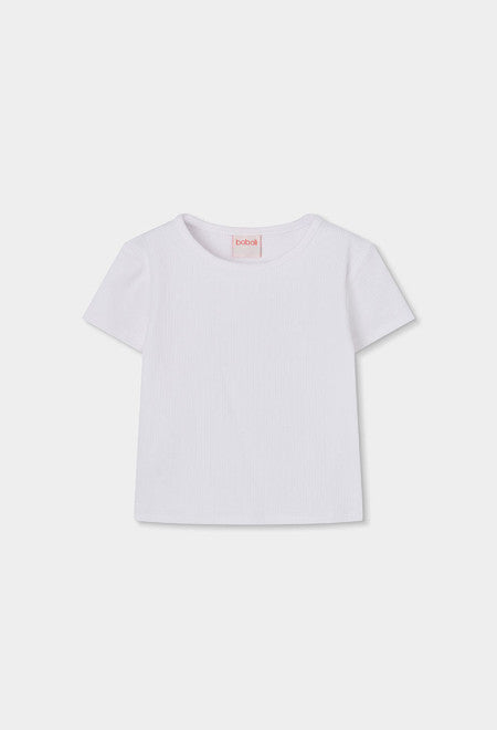 Camiseta punto canalé de niña