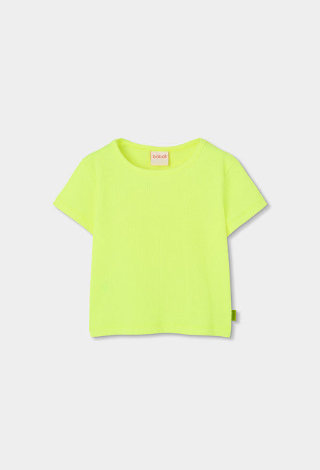 Camiseta punto canalé de niña