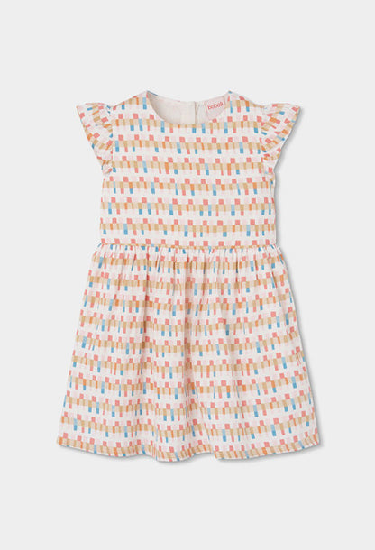 Vestido satén "cenefas" de niña