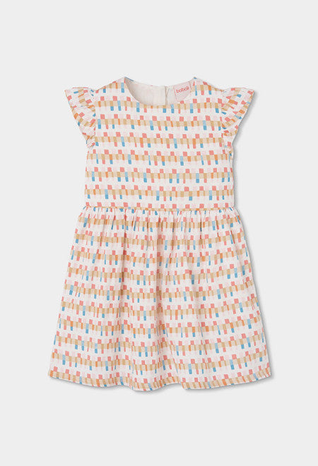 Vestido satén "cenefas" de niña