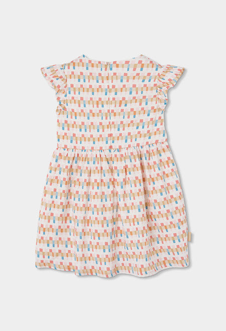 Vestido satén "cenefas" de niña