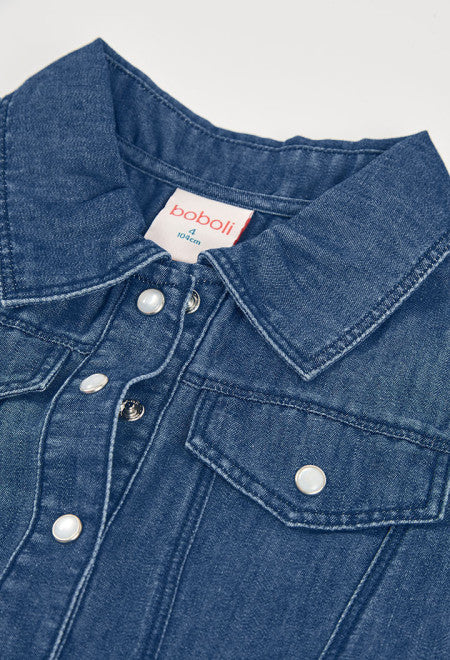 Vestido denim combinado de niña