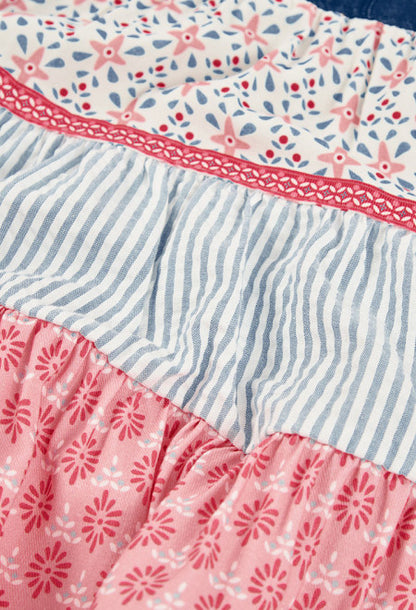 Vestido denim combinado de niña