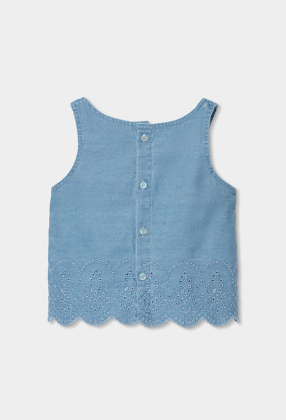 Top denim bordado de niña